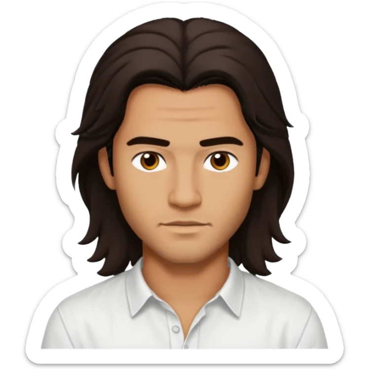 Pana Hema Taylor, male actor (b.1989) with tan skin, dark brown long hair sticker