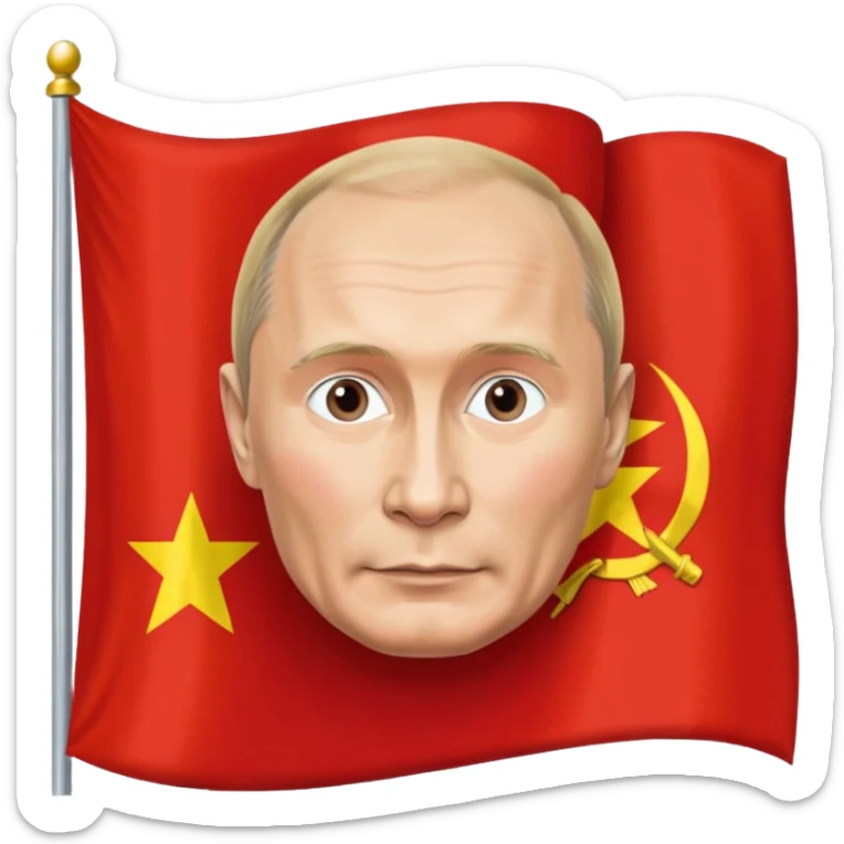 flag of the USSR with a portrait of Putin, bright colors, no text sticker