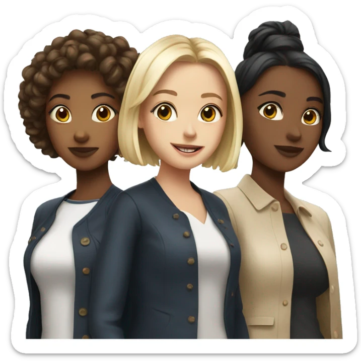 a trio of foreign girls in london sticker