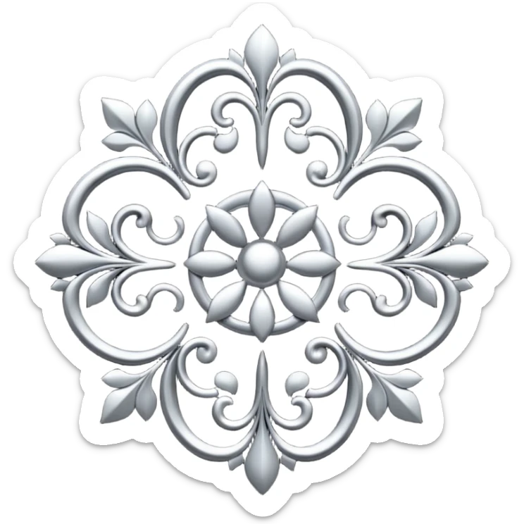 Black and silver filigree design, 3D, extremely detailed design sticker