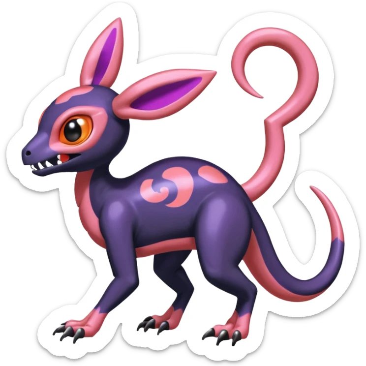 Shiny Duskull-Salandit-Sylveon-Fakémon-hybrid-creature (full body)  sticker