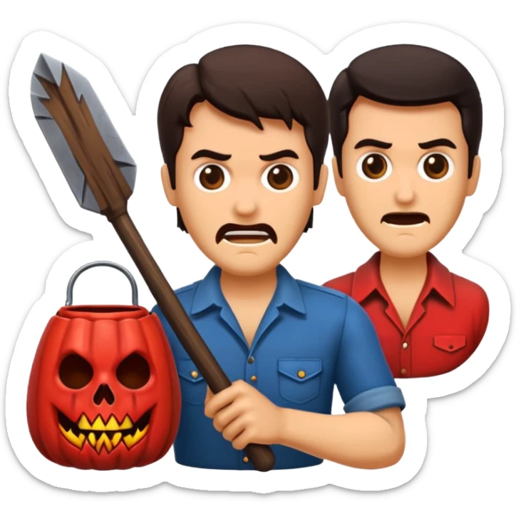 GENERAME  4  ICONOS individuales  TIPO EMOJI SILUETEADOS SIN FONDO   ESTILO RETRO OCHENTERO CON LA TEMATICA DE LA PELICULA  The Evil Dead (Posesión infernal) sticker