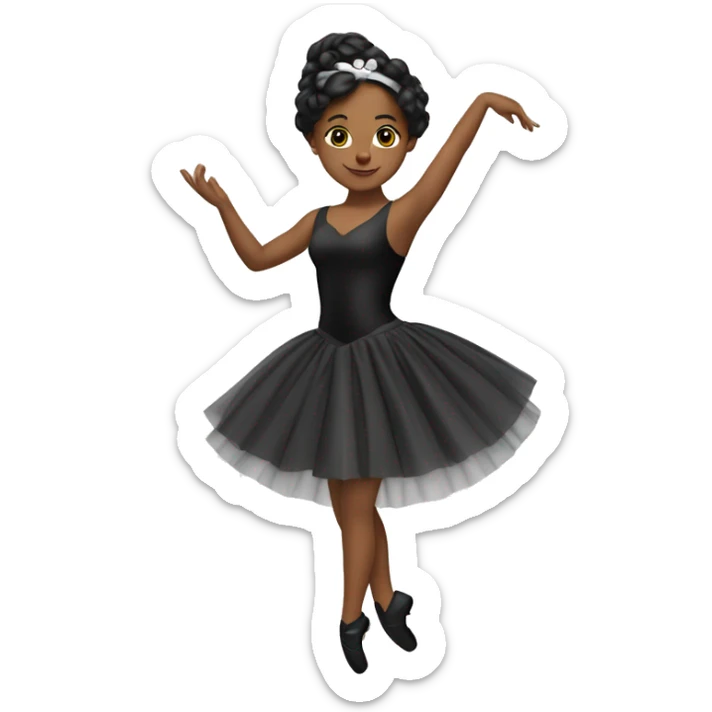 una bailarina blanca con traje negro, una peineta en la cabeza y en una pose sticker