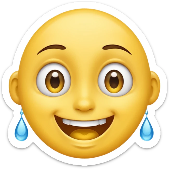 Smile with A joyful face emoji with wide eyes and a big smile, tears of laughter flowing.  sticker