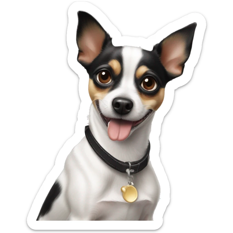 White black dog Chihuahua Jack Russel cross breed tongue out sticker