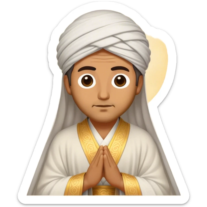 Cinematic Realistic Rumi Portrait Emoji, depicted as a mystical poet with soulful eyes and flowing traditional robes, rendered with delicate textures and ethereal soft lighting that captures his transcendent spiritual wisdom. sticker