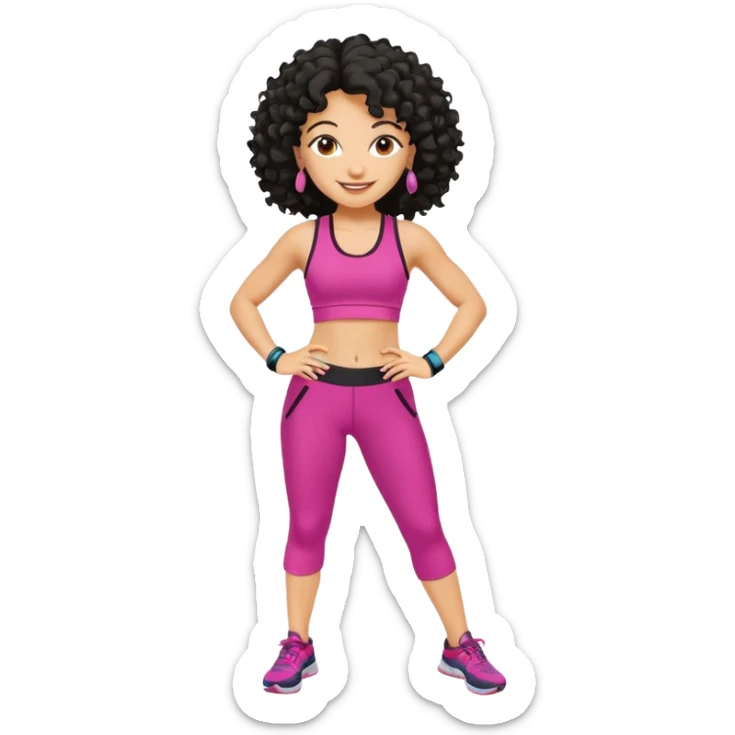 kıvırcık saçlı beyaz zenli zumba hocası sticker