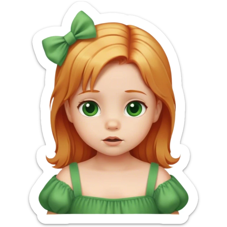 baby girl with blonde red hair green dress sticker