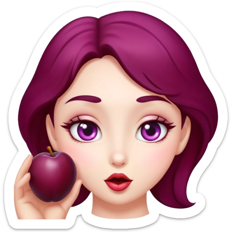 A female plum with eyes that is looking sweetly at ypu and blowing a kiss. you  sticker