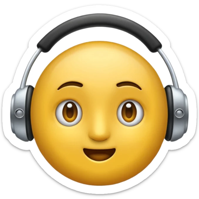 Ein gelber runder Emoji mit geschlossenen augen Augen. Total im moment. Glücklich, leichtes lächeln. Verträumt. Leichtigkeit. Freiheit. Overearkopfkörer auf dem kopf sticker