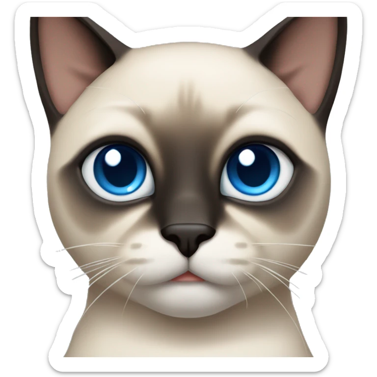 An adult male Siamese cat with blue eyes,dark face and paws, and lighter body. He's medium weight  sticker
