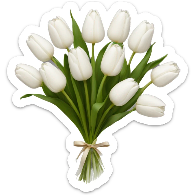 white tulip bouquet  sticker