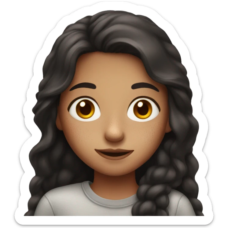 A girl with long dark red hair and has freckles  sticker