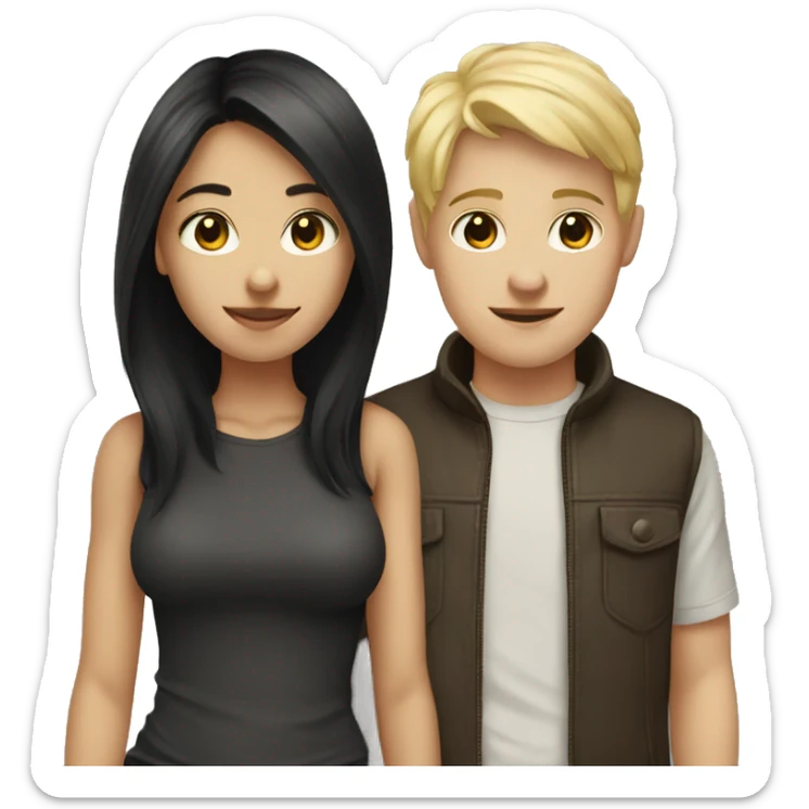 dark hair girl and blonde hair boy  sticker