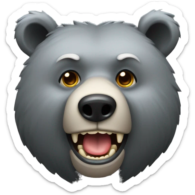 realistic-grey-bear-eating  sticker