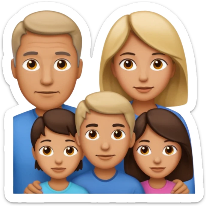 A family emoji set: an adult man and an adult woman as parents, and one teenager (16 years old) sticker