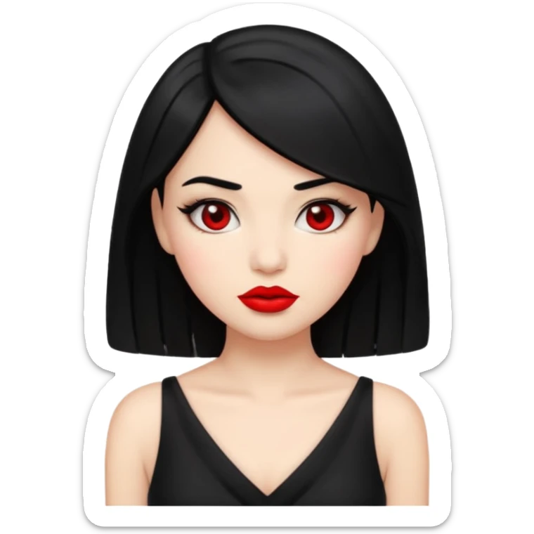 “Emoji girl, femme fatale, black hair. megan fox vibes black dress sticker