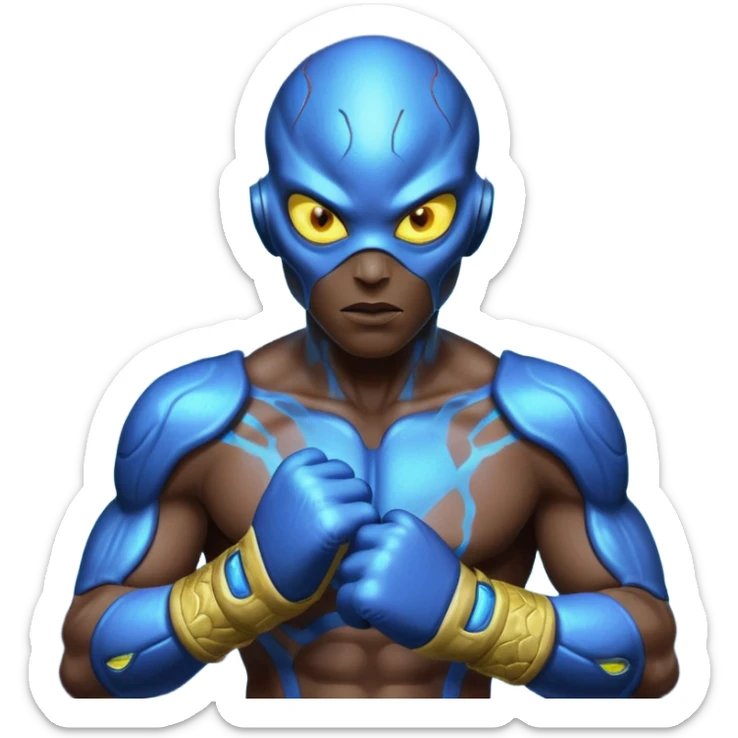energy alien MMA fighter portrait, head and shoulders only, glowing veins, crackling aura, futuristic fight gloves, intense glowing eyes, 3D cartoon, mobile game icon style, clean background, no text, no watermark
 sticker