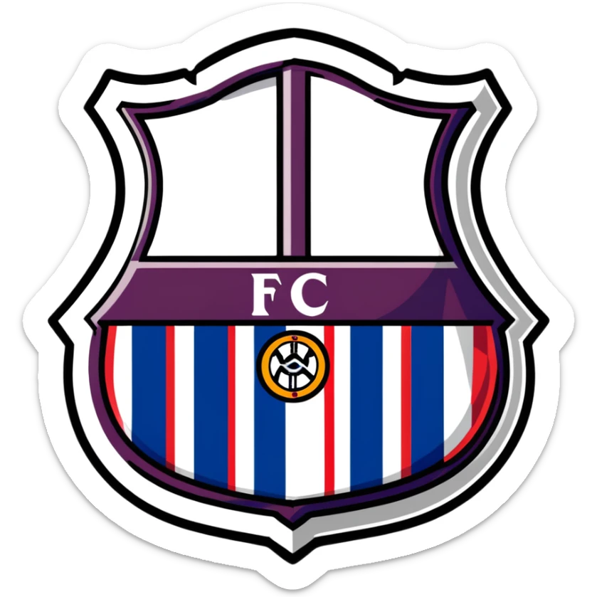 FC Barcelona logo, shield with blue and red stripes, football club emblem sticker