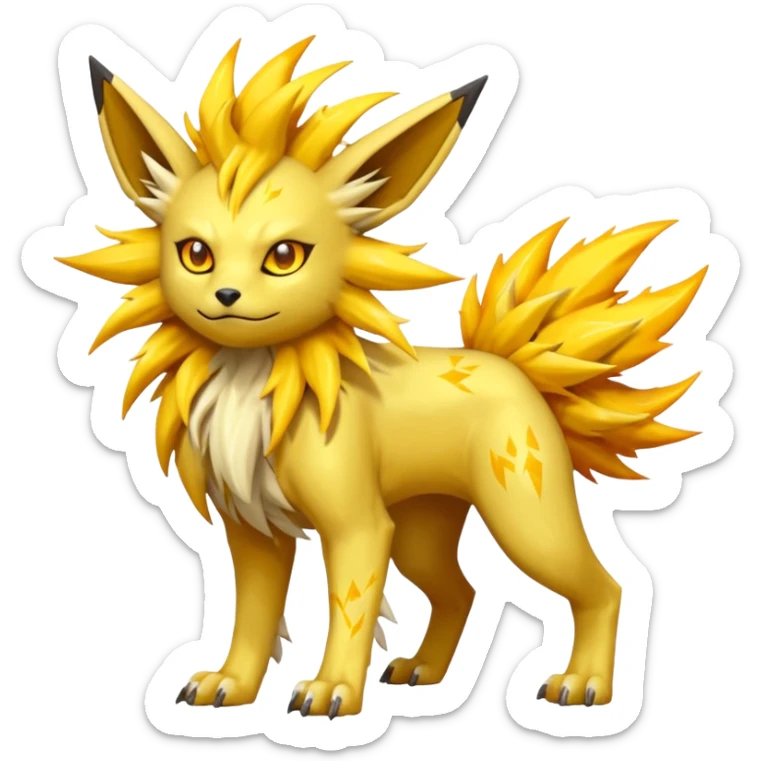 Feral Solgaleo-Jolteon-Vernid-fusion-hybrid-creature, full body  sticker