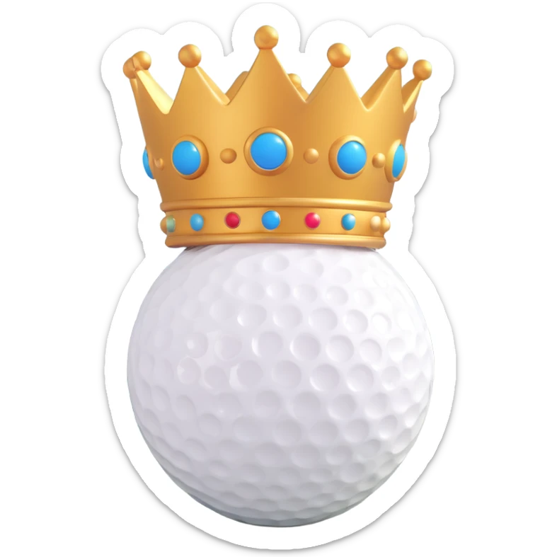 cool modern emoji for Queen City Golf Club featuring a golf ball, crown, and city skyline, stylish energetic vibe sticker