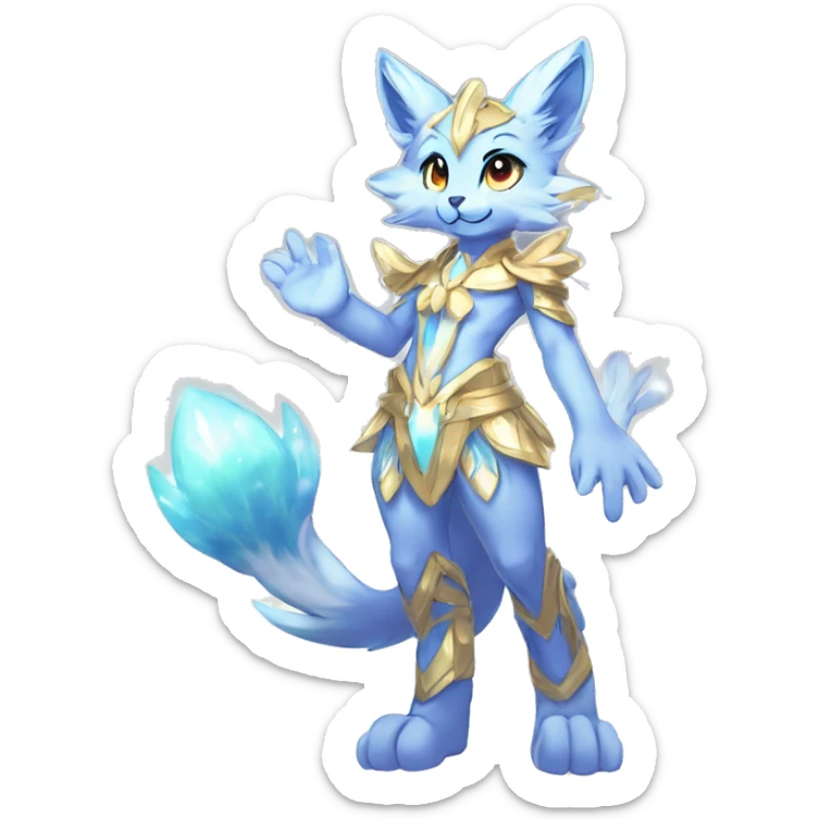 Anthro Sona Colorful Ethereal Pretty Godly Celestial Shiny Fakemon Full Body sticker