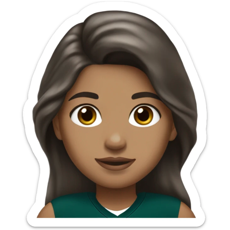 girl with brown hair, brown eyes, silver earrings, long hair. wearing Philidelphia Eagles gear sticker