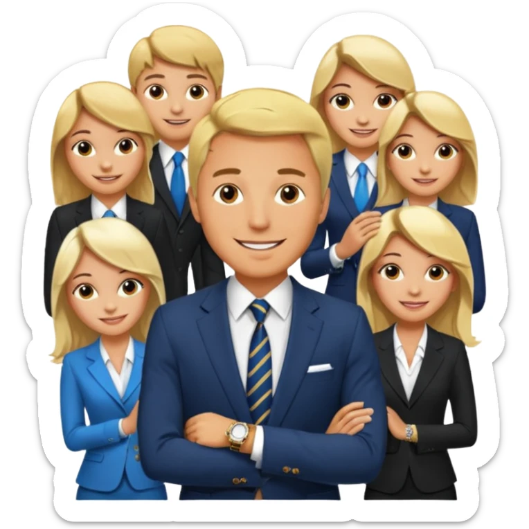 Blonde man with so much beatiful girls and he have a rolex sticker