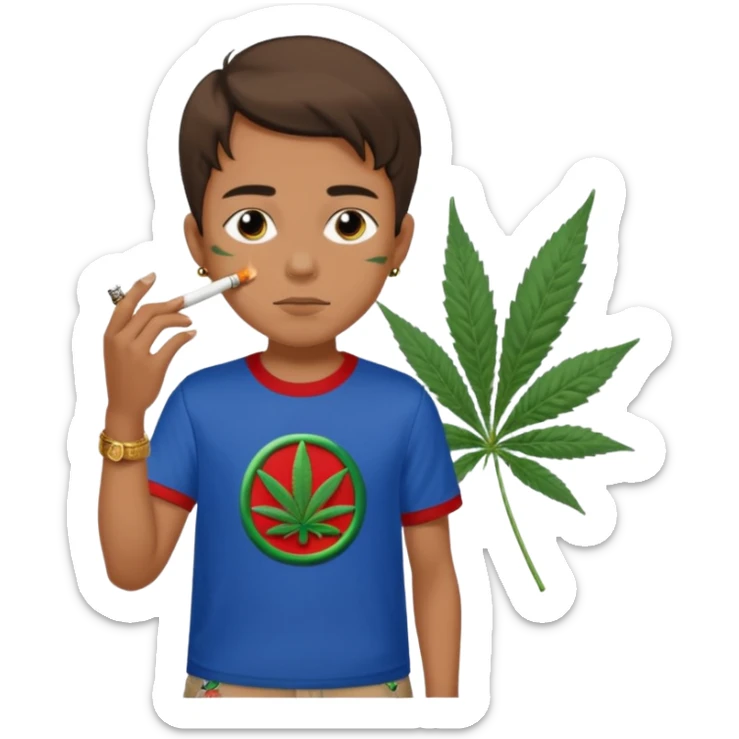 A Boy wearing a Gucci Shirt and a Gucci Shorts and he smokes weed sticker