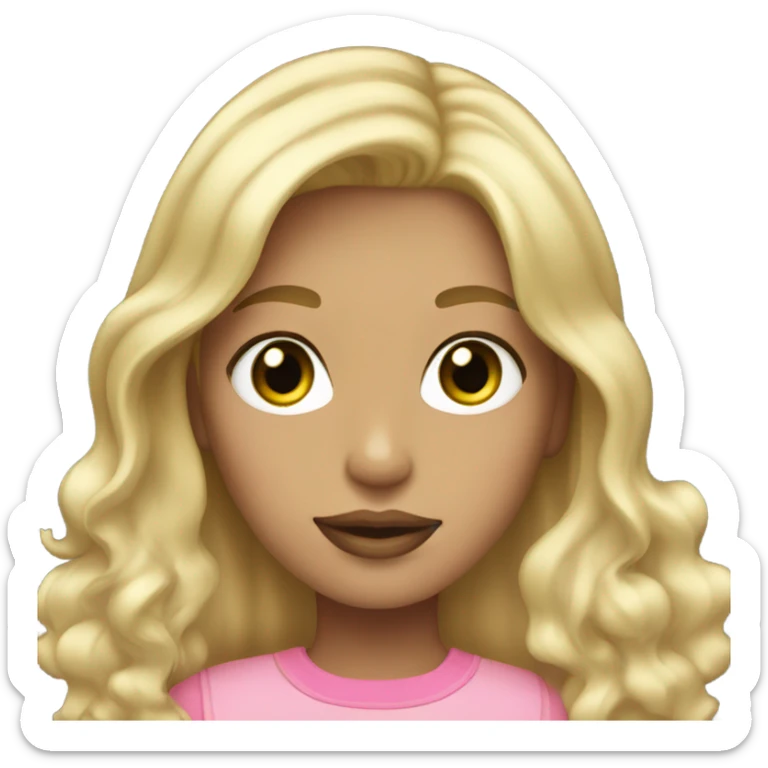 Girl Blonde with blonde highlights hair green eyes pink lips sticker