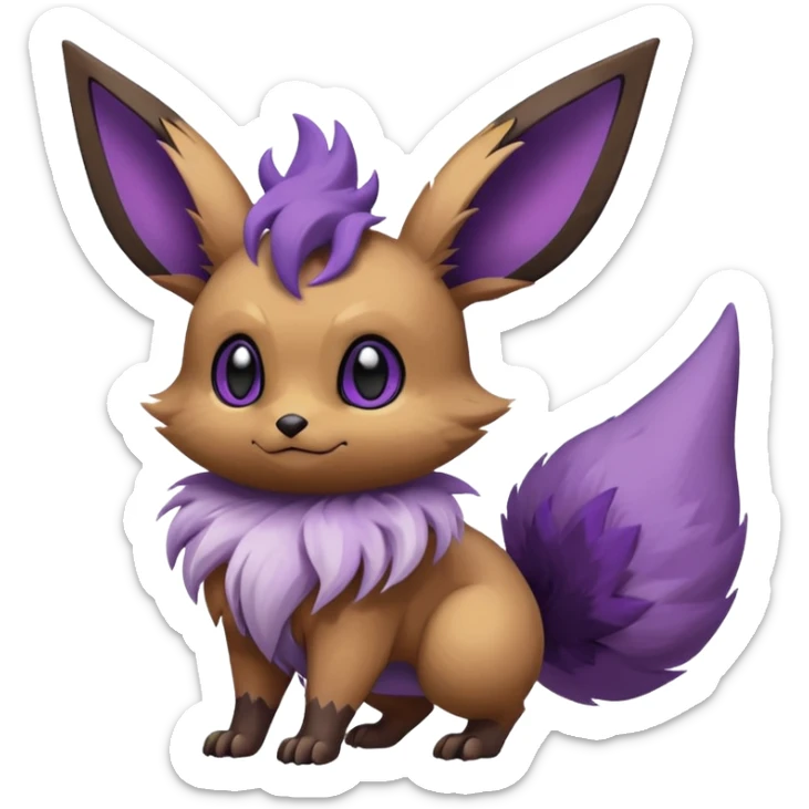 Rare exotic cute epic aestheti-Eevee-Noibat-species-Fakemon-hybrid-creature, with markings, full body sticker
