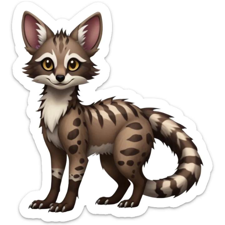 Cute Realistic Feral Rare Fantasy dark Vernid-Sergal-Genet-Trico-species by LiLaiRa, random markings, tufted tail, tufted ears, full body sticker