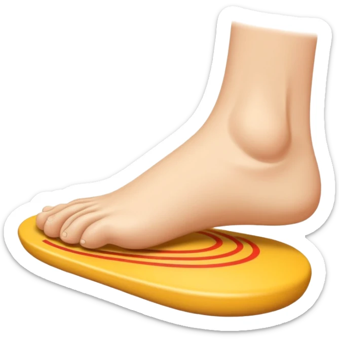 emoji of a human foot pressing on the ground, with two short curved pressure lines under the sole to show the weight and pressing effect, simple cartoon style sticker