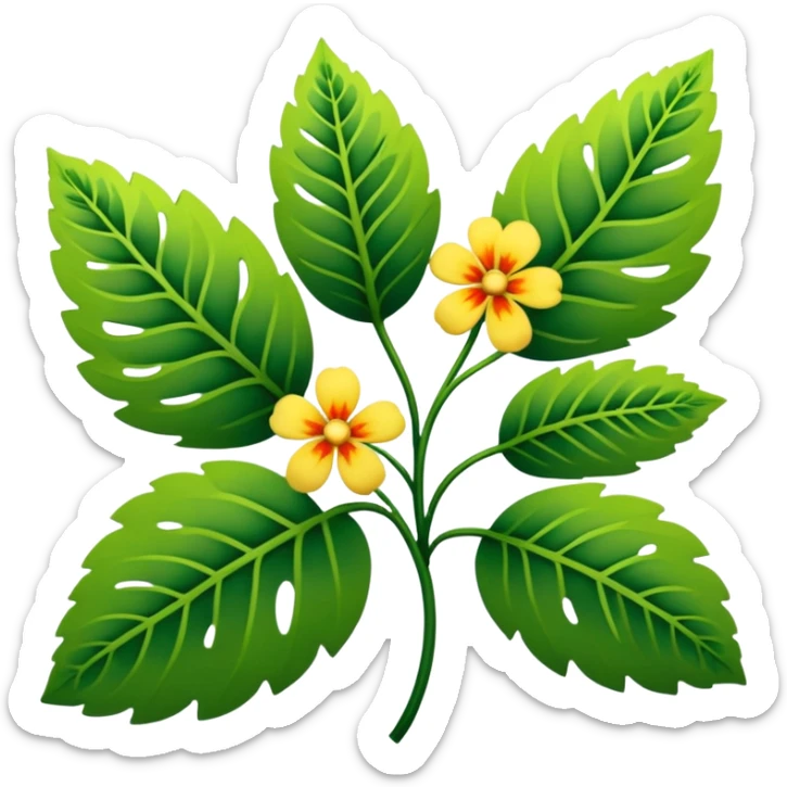 dull green leaves & dull colorful flowers filigree design, leaf shapes, flower shapes, nature shapes, toxic nature, toxic plants sticker
