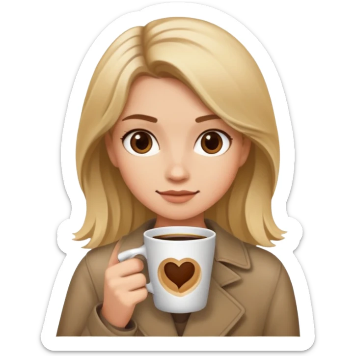 a girl with dirty blonde hair and a coffee in hand sticker