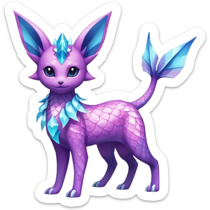 Shiny Nebulae Espeon-Lumineon-Vaporeon-Amaura-Glaceon-Dragonair-Fakémon-hybrid-creature (full body)  sticker
