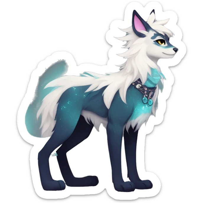 Cool cute Kawaii edgy fantasy animal sparkle fursona Fionbri by griffsnuff & LiLaiRa & Falvie full body sticker