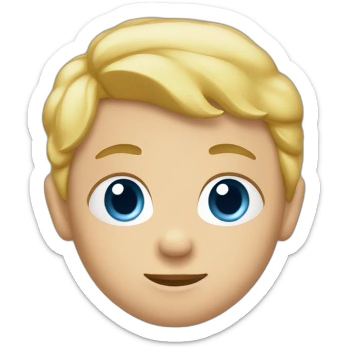A face baby with blond hair and a blue T-shirt sticker