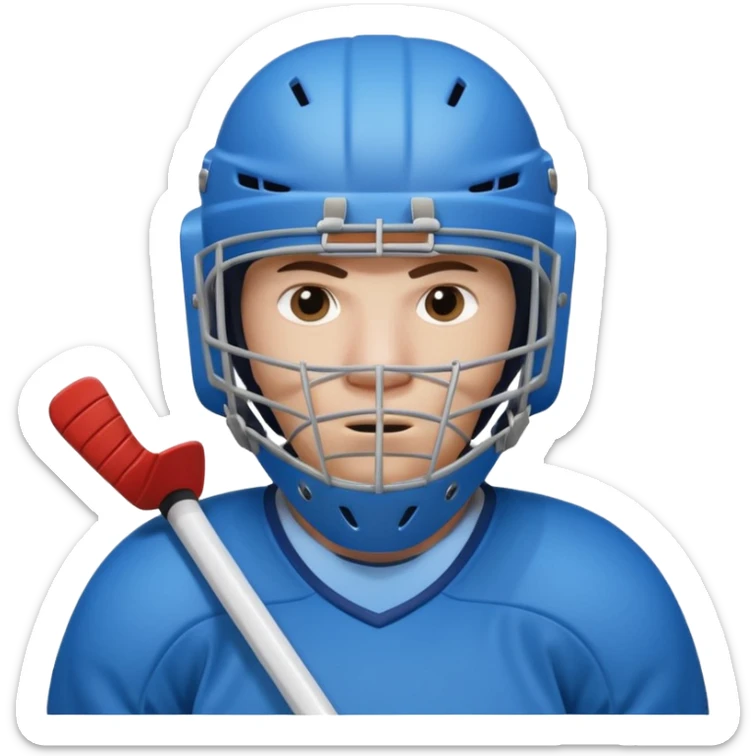 ice hockey goalie portrait, head and shoulders only, wearing goalie mask and helmet, padded jersey collar, holding goalie stick, focused intense expression, 3D cartoon style, mobile game icon style, clean background, no text, no watermark

 sticker