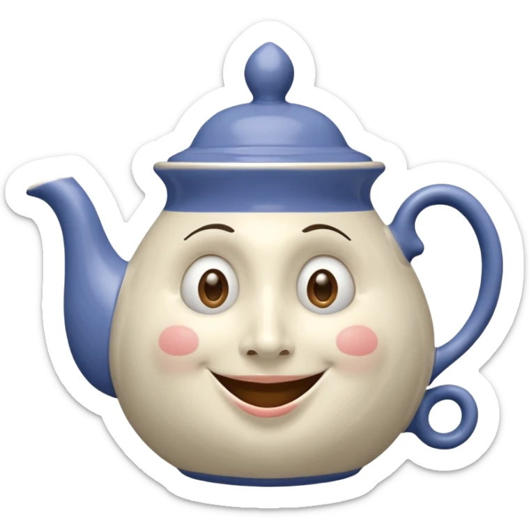 A character from the fairy tale Beauty and the Beast: Mrs. Potts, the lady who was turned into a teapot. She retains the teapot's original form, with an anthropomorphic face on the teapot. sticker
