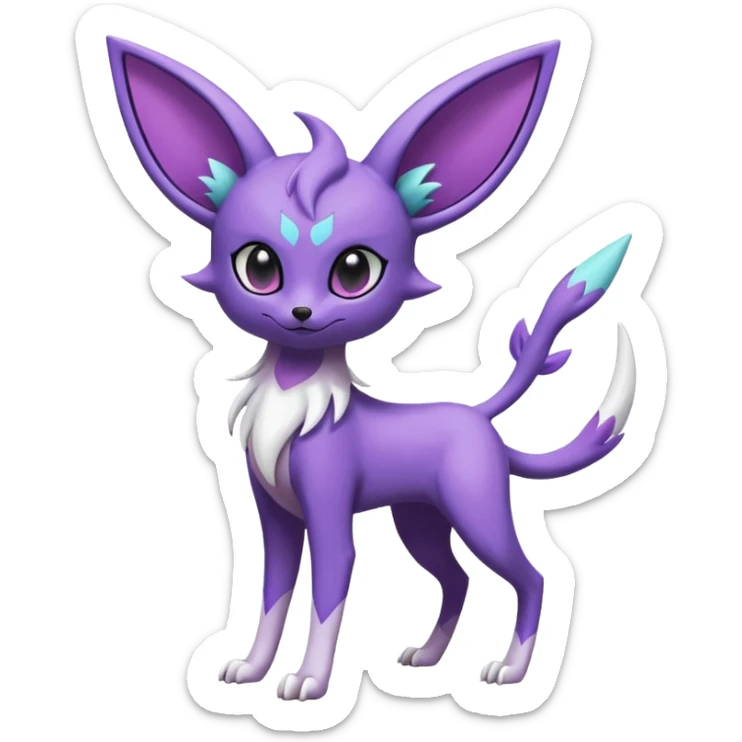 Shiny Cute Espeon-Noibat-Mightyena-Silvally-Fakémon-hybrid-creature (full body)  sticker