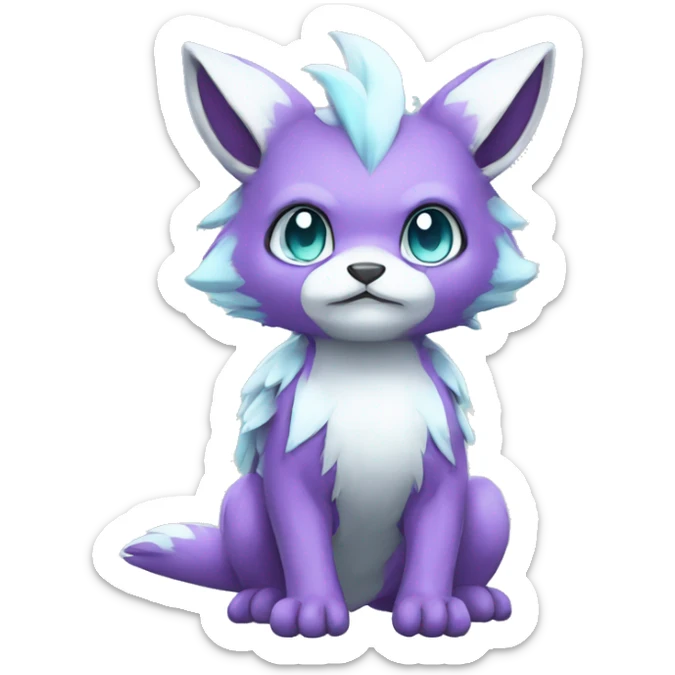 Cute cool purple white cyan animal hybrid Fakemon full body sticker