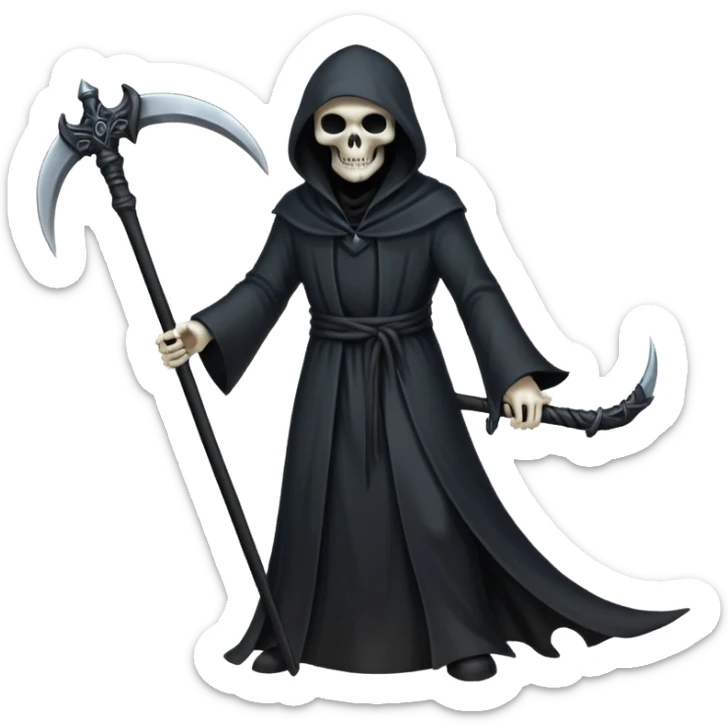 Shadow Scythe for grim reaper with black aura and the scythe must be black and straight in the handle with no additional things sticker