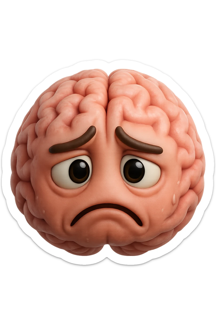 emoji stile iphone 3d di cervello triste e stressato, iperrealistica 4k sticker