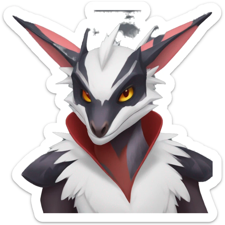 Black Cool Edgy Anthro Noivern-Nargacuga Fakémon  with White and Red Edgy markings sticker