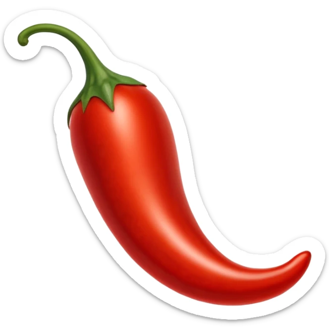 small swirl or drop of vibrant red chili sauce with glossy semi-thick texture, visible flecks of chili or seeds, smooth surface with gentle peaks, bright spicy sheen, soft lighting, subtle shadows, emoji scale sticker