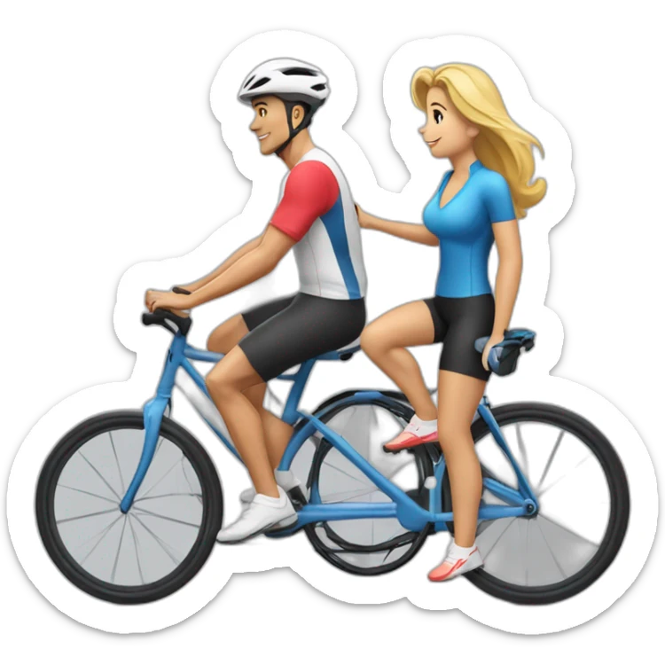 cristiano avec sa femme sur caddie de cours sur un velo sticker