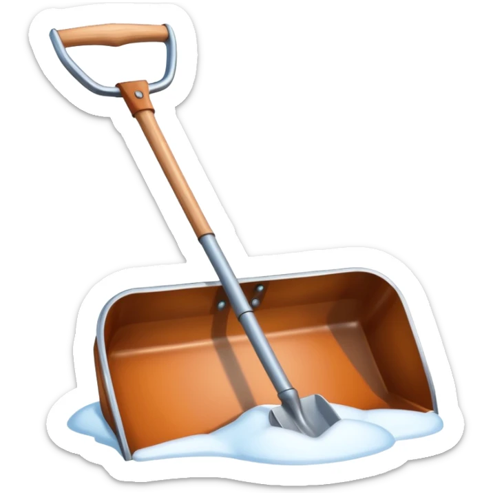snow shovel object icon, metal snow shovel with wooden handle, winter equipment, glossy highlights, 3D cartoon, mobile game icon style, centered, clean background, no text, no watermark

 sticker