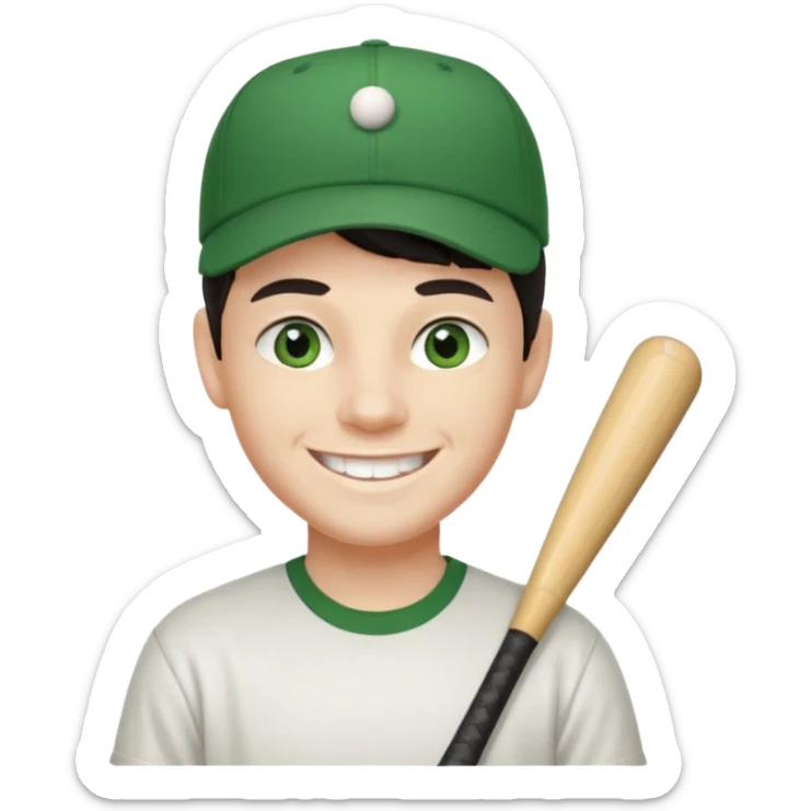 older-teenage-boy-dark-hair-green-eyes-tshirt-smiling-with-teeth-showing-baseball-hat-on-sideways sticker