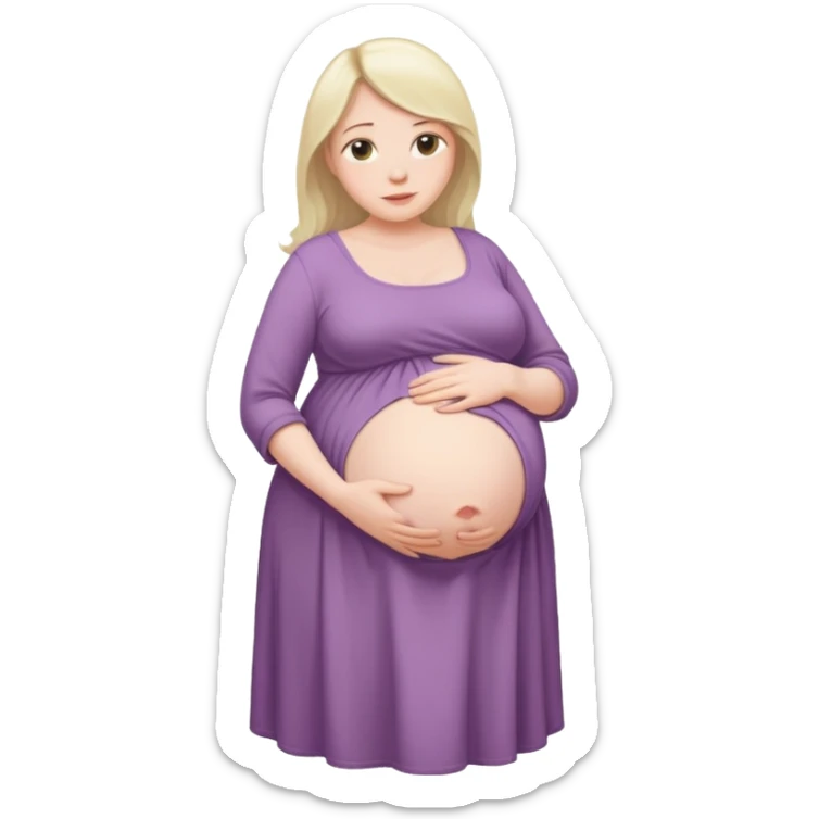 heavily pregnant woman with extremely abnormally huge overdue belly sticker